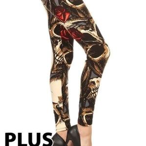 Plus Enlarged Skull Print Leggings